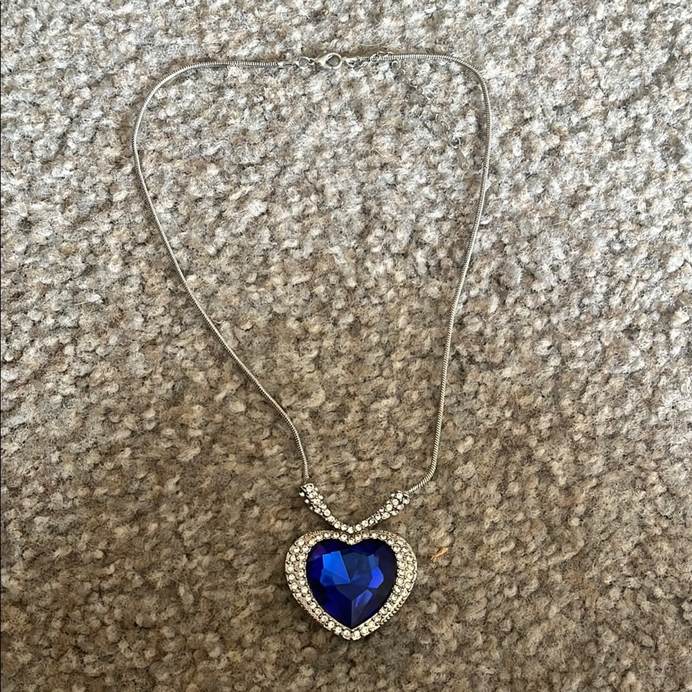 Elegant Silver Necklace with Blue Heart Pendant